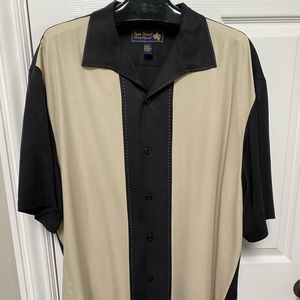 Vintage Mens Nat Nast XL silk shirt black and cream